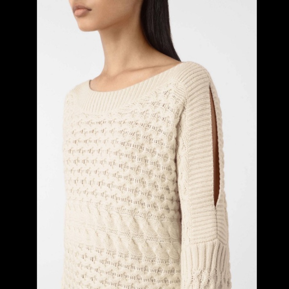 All Saints Wool Cashmere Chunky Cable Knit Sweater - Picture 3 of 8
